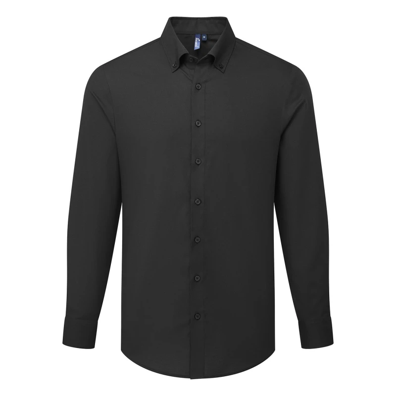 Image of Premier Premier Men Supreme Oxford Long-Sleeved Formal Shirt in Black Size: X-Small Black XS Male 5063750331188