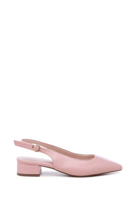 Image of Paradox London Womens 'Fiorenza' Wide Fit Low Block Heel Sling Backs in Light Pink Size: 8E Light Pink Female 8E