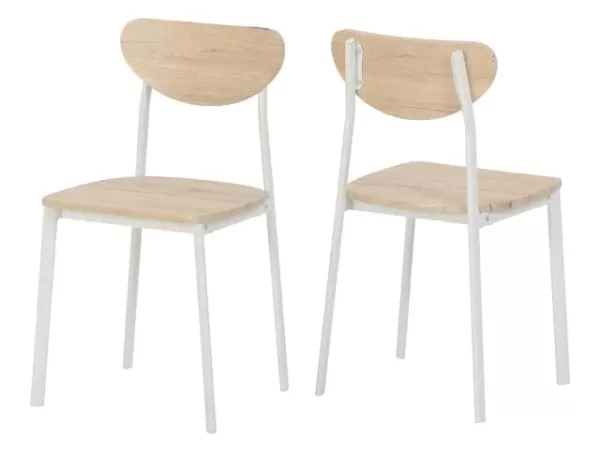 Image of Seconique Riley Set of 2 White and Oak Dining Chairs