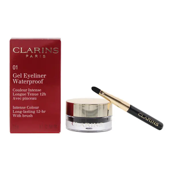 Image of Clarins Gel Eyeliner Waterproof Intense Colour Long Lasting 12h With Brush #01 Intense Black 3.5g