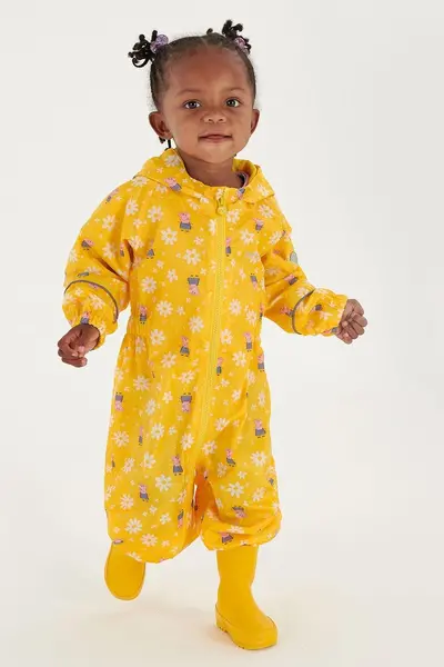 Image of Regatta 'Peppa Pobble' Waterproof Isolite 5,000 Outdoor Puddlesuit Yellow