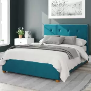 Image of Aspire Presley Ottoman Bed Velvet Teal Double