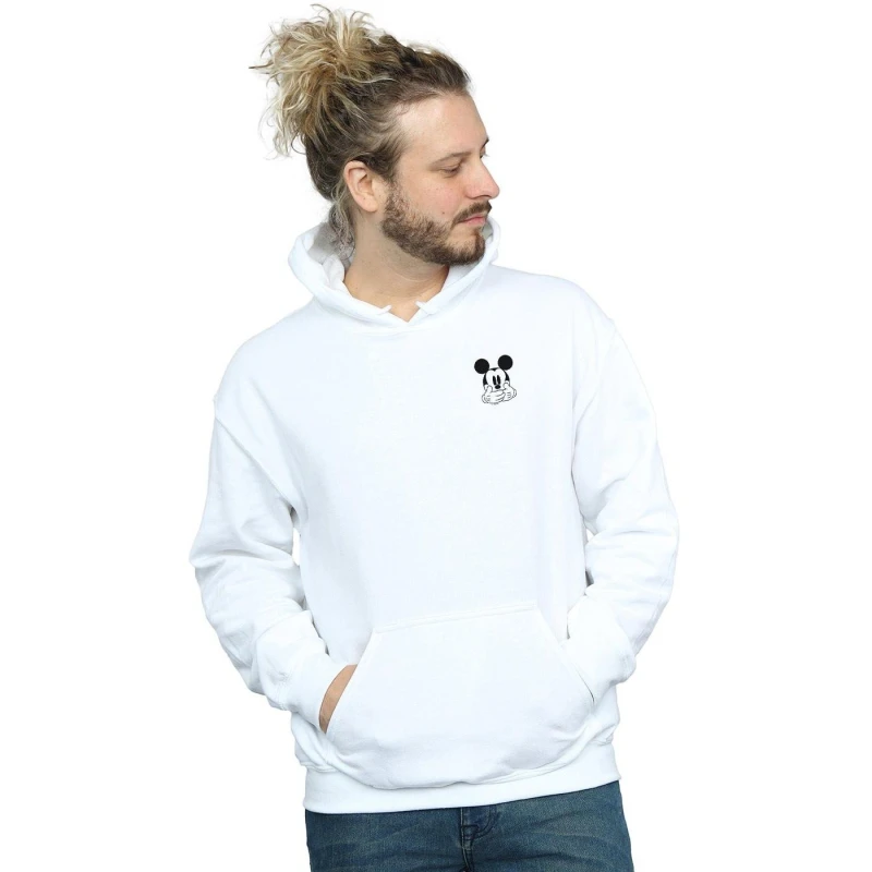 Image of Disney Men Mickey Mouse Dont Speak Breast Print Hoodie in White Size: Small White S Male 5057981549283