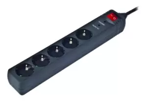Image of Gembird SPG5-C-5 power extension 1.5 m 5 AC outlet(s) Black