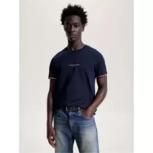 Image of Tommy Hilfiger Tommy Logo Tipped Tee - Blue