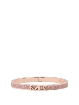 Image of Michael Kors Premium Ladies Logo Bangle Sterling Silver, Rose Gold Size M Women