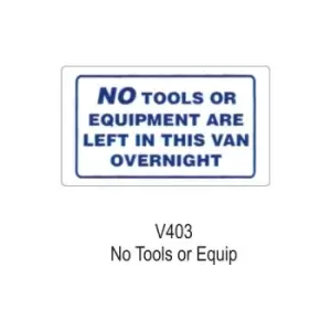 Image of Castle Promotions - Outdoor Vinyl Sticker - White - No Tools Or Equipment In Van - V403