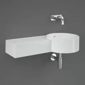 Image of Rak Ceramics - rak Petit Wall Hung Basin Round Left Ledge 765mm Wide - 0 Tap Hole