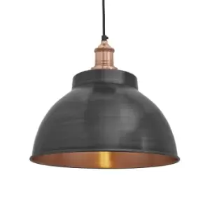 Image of Industville Brooklyn Dome Pewter And Copper Pendant With Plug / 13" Copper Holder