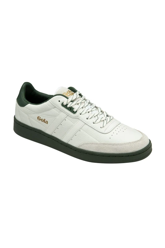 Image of Gola Classics Mens 'Contact Leather' Lace-Up Trainers in White Size: 7 White Male 7