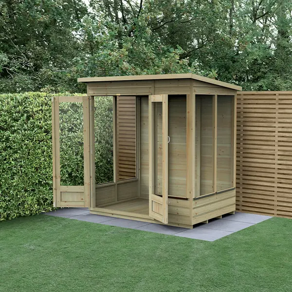 Image of 6' x 4' Forest Beckwood 25yr Guarantee Double Door Pent Summer House (1.98m x 1.4m)