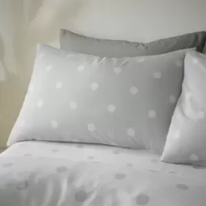 Image of Catherine Lansfield Brushed Spot Standard Pillow Cases, Grey, Pair