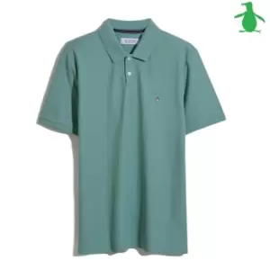 Image of Original Penguin Raised Rib Short Sleeve Polo Shirt - Green