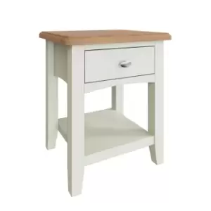 Image of Kettle Interiors Two Tone Oak & White Lamp Table With Magazine Shelf