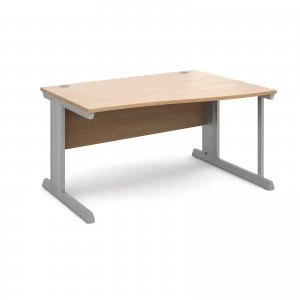 Image of Vivo Right Hand Wave Desk 1400mm - Silver Frame Beech Top