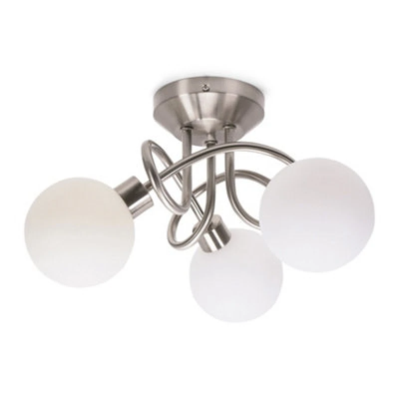 Image of ValueLights Velika 3 Way Opaque Flush Ceiling Light Silver