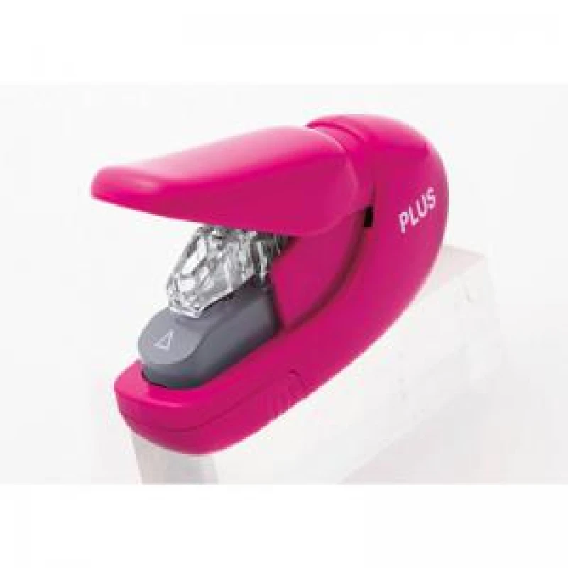 Image of Plus by Pentel Plus By Pentel Staple-Free Handy Stapler Power Assist Mechanism 5 Sheet Capacity Pink 31148 31148