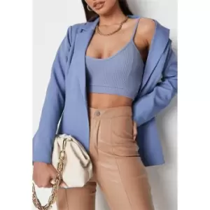 Image of Missguided Ribbed Bralet - Blue