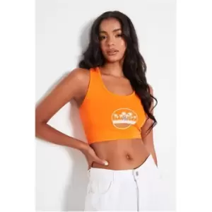 Image of I Saw It First Orange Los Angeles Slogan Graphic Bralet - Orange