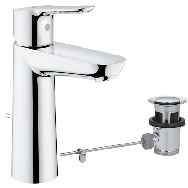 Image of Grohe BauEdge Mono Basin Mixer Tap with Waste 23758000