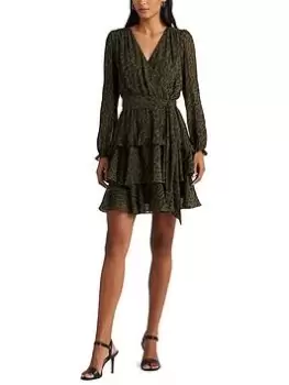 Image of Lauren by Ralph Lauren Zaristo Long Sleeve Day Dress - Green, Size 4, Women