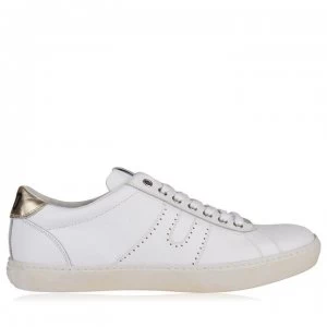 Image of PANTOFOLA D ORO Open Low Top Leather Trainers - WHITE/GOLD