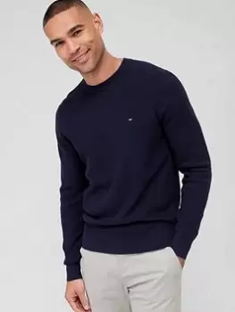 Image of Tommy Hilfiger Interlaced Structure Crew Neck, Blue Size M Men
