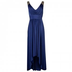 Image of Biba Womens Embellished Dipped Hem Maxi Dress - Navy