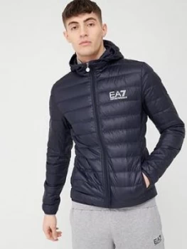 Image of Emporio Armani EA7 Core ID Logo Padded Hooded Jacket Navy Size L Men