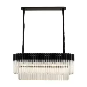 Image of Luminosa Poland Ceiling Pendant Rectangle 5 Light E14, Matt Black, Clear Sculpted Glass, Item Weight: 21.2kg