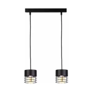 Image of Keter Elle Bar Pendant Ceiling Light Black, 50cm, 2x E27