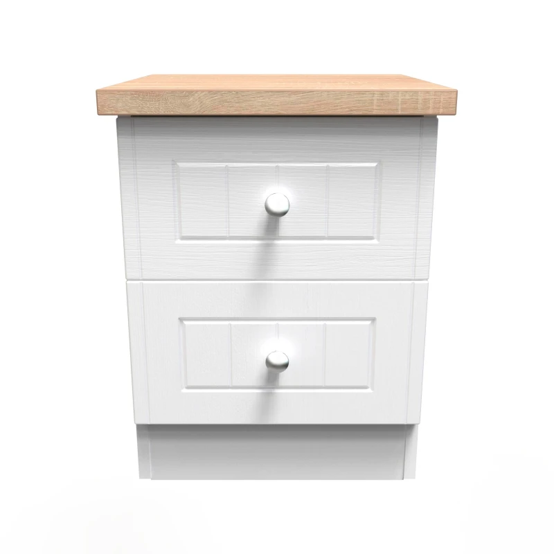Image of Ready Assembled 2 U Norton 2 Drawer Bedside Cabinet (Ready Assembled) in White Size: Small White Unisex Small