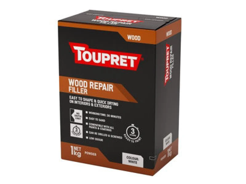 Image of TOUPRET Toupret - TTREPBOW01GB Wood Repair Filler White 1kg TOUTTREPOW01 TTREPBOW01GB
