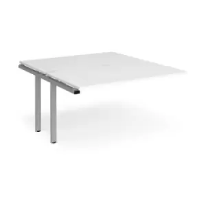Image of Bench Desk Add On 2 Person Rectangular Desks 1400mm White Tops With Silver Frames 1600mm Depth Adapt