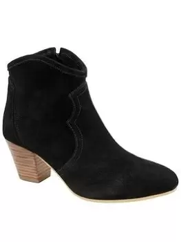 Image of Ravel Teelin Black Suede Western Ankle Boot, Black, Size 8, Women