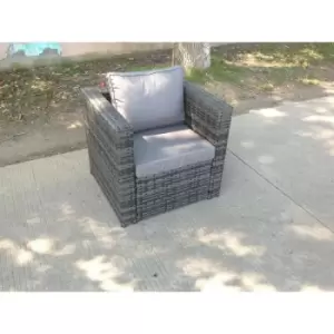Image of Fimous Dark Grey Rattan Single Sofa Chair Patio Outdoor with Thick Cushion
