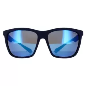 Image of Rectangle Blue Grey Blue Mirror Polarized Sunglasses
