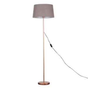 Image of Charlie Copper Floor Lamp with Taupe Doretta Shade