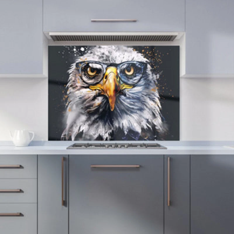 Image of Warren Reed - Designer Eagle In Glasses Splashart Kitchen Splashback W900Mm X H650Mm, Multi WR00902-P453