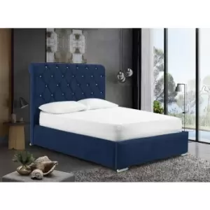 Image of Envisage Trade - Meripa Upholstered Beds - Plush Velvet, King Size Frame, Blue - Blue