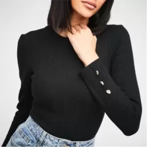 Image of Missguided Crew Neck Rib Knit Bodysuit - Black
