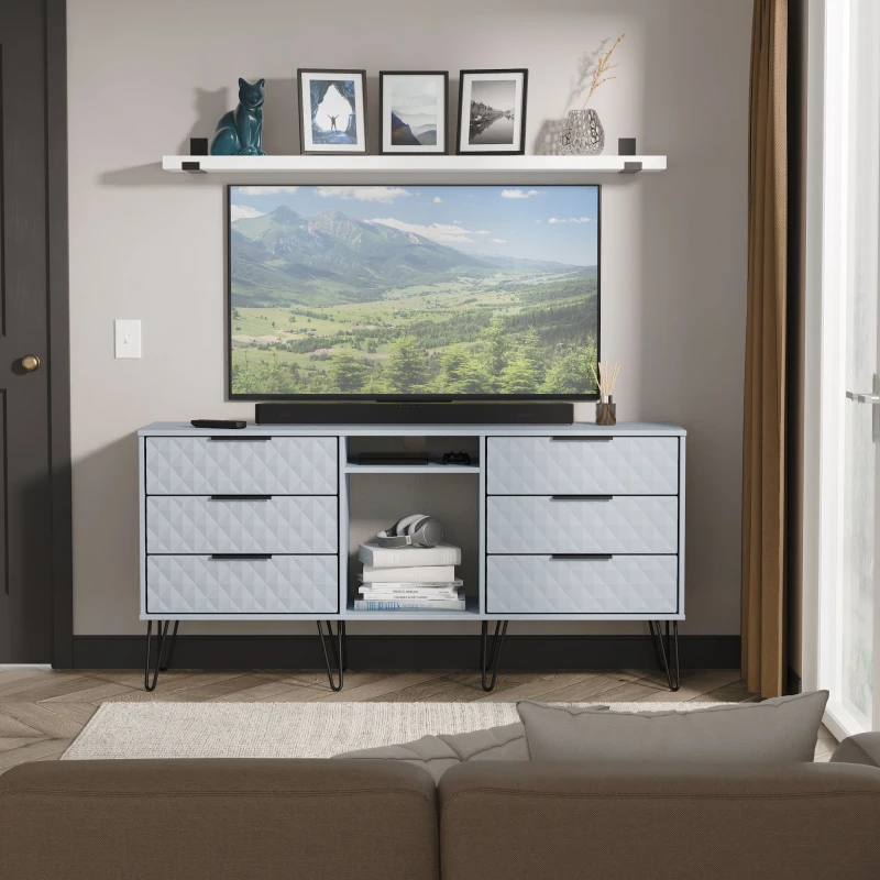 Image of Ready Assembled 2 U Islay 6 Drawer Sideboard (Ready Assembled) in Light Blue Light Blue Unisex