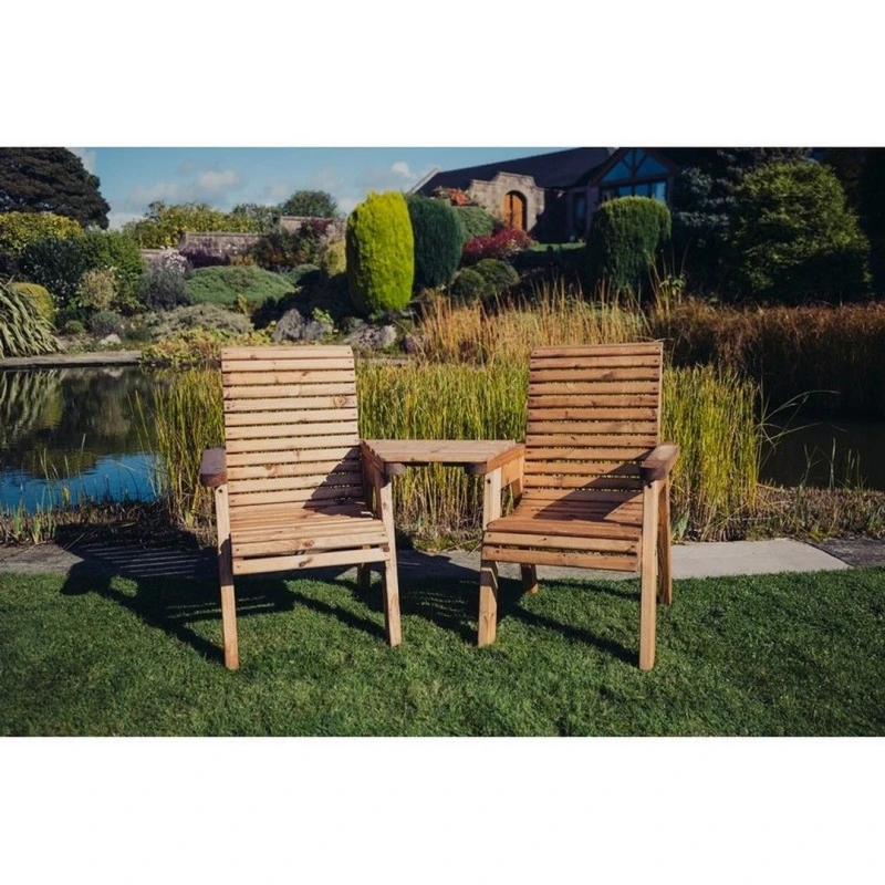 Image of Churnet Valley Garden Furniture Ltd Valley Love Seat Angled - Partially Assembled - Set of Cushions Inc in Brown Brown Unisex