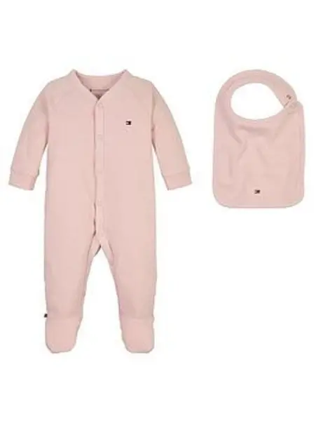 Image of Tommy Hilfiger Baby Girls Rib Sleepsuit Giftbox - Pink, Size 0-3 Months
