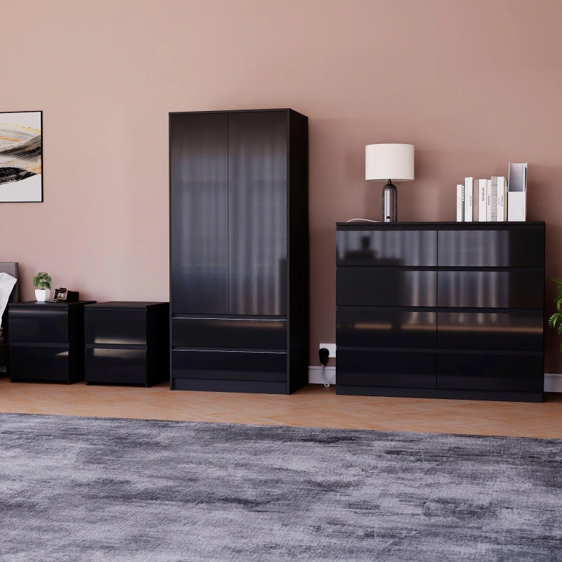 Image of Lassic Vida Designs Glinton Gloss 4 Piece Bedroom Set 5 Black unisex 4 Piece