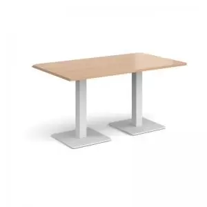 Image of Brescia rectangular dining table with flat square white bases 1400mm x