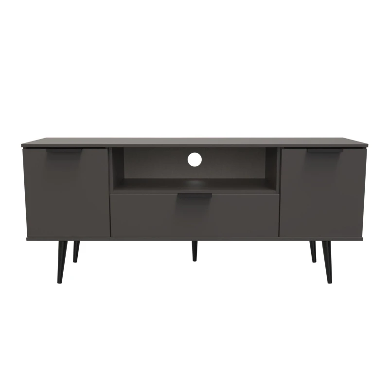 Image of Fuji 2 Door 1 Drawer Wide TV Unit In Graphite (Ready Assembled)
