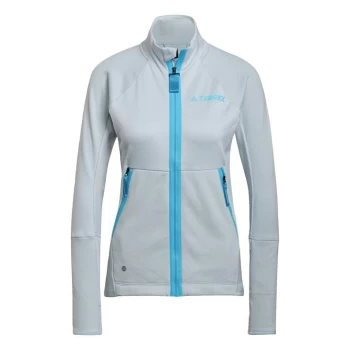 Image of adidas Terrex Tech Flooce Hooded Hiking Fleece Jacket Wom - Blue