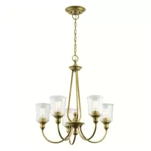 Image of 5 Bulb Chandelier Hanging Pendant LIght Natural Brass LED E27 60W Bulb
