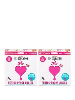 Image of Here We Flo Bundle of 2 FLO x Netflix Sex Education Period-Proof Undies - Pink, L, Women